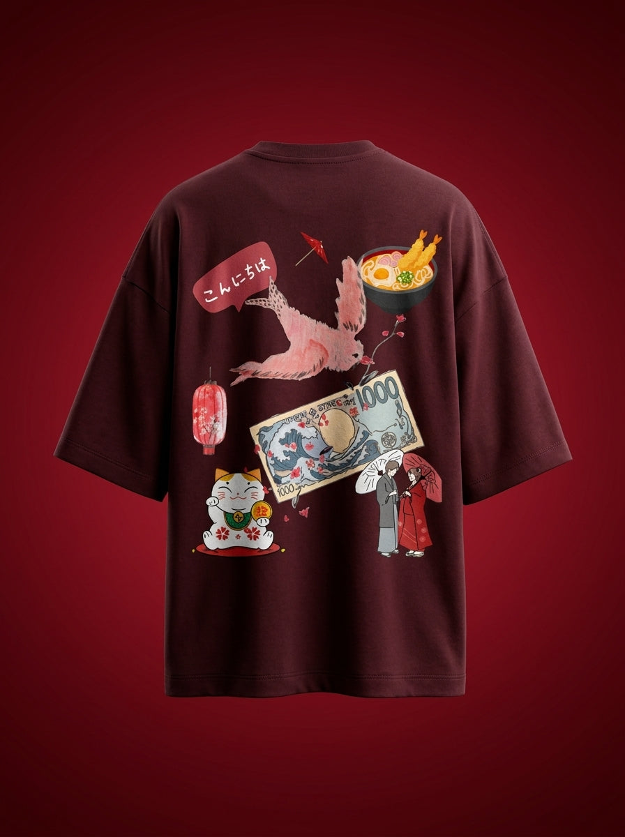 Outcast "Tokyo" Oversized Tee – back view | OutCastClub collage graphic tee India