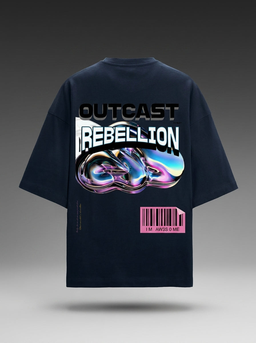 Rebellion State Oversized TShirt – back view | OutCastClub graphic streetwear India