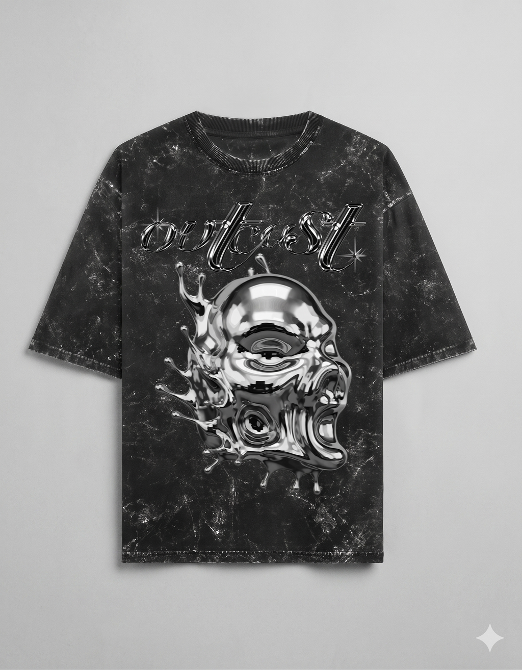 Outcast Acid Wash Skull Oversized Tee – view 9 | OutCastClub acid wash t shirt India