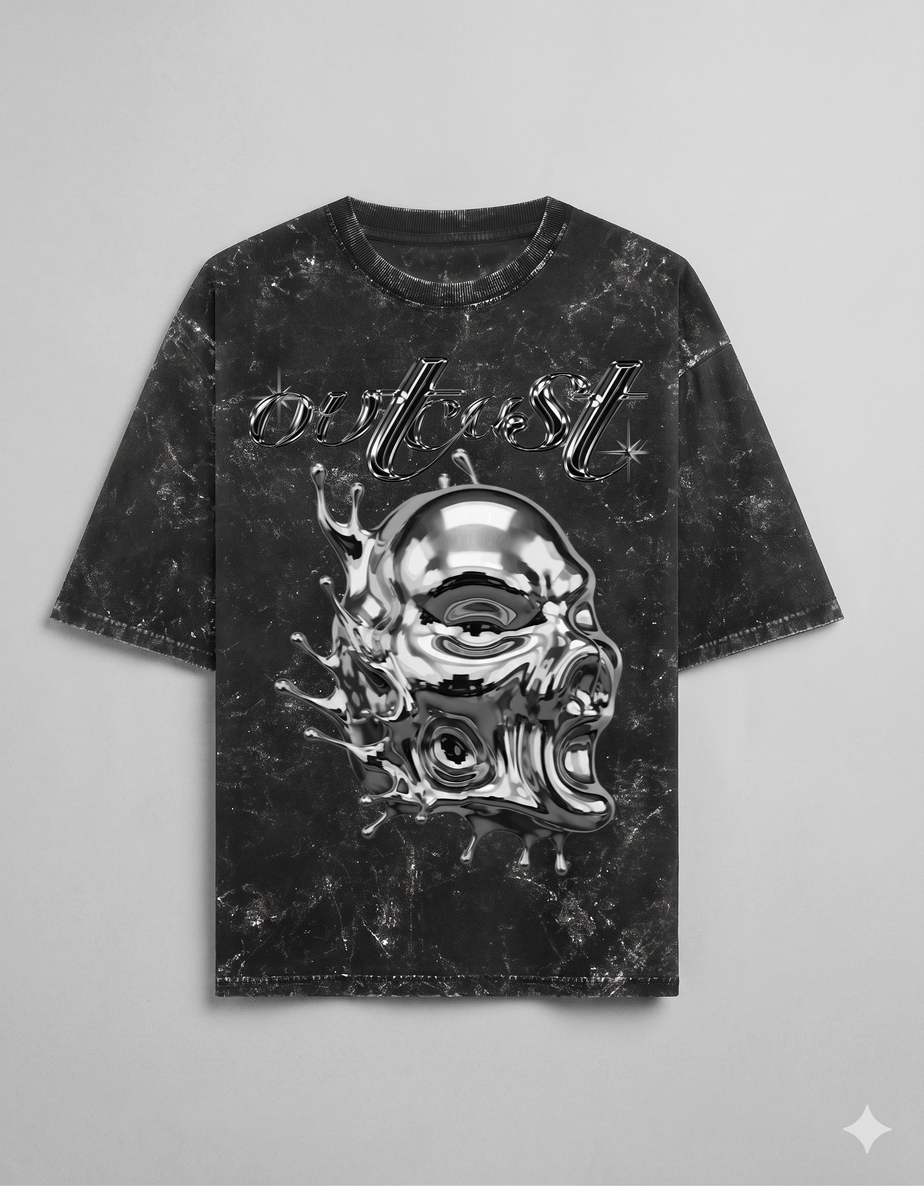Outcast Acid Wash Skull Oversized Tee – view 9 | OutCastClub acid wash t shirt India
