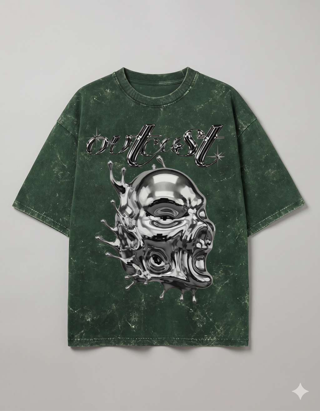 Outcast Acid Wash Skull Oversized Tee – view 10 | OutCastClub acid wash t shirt India