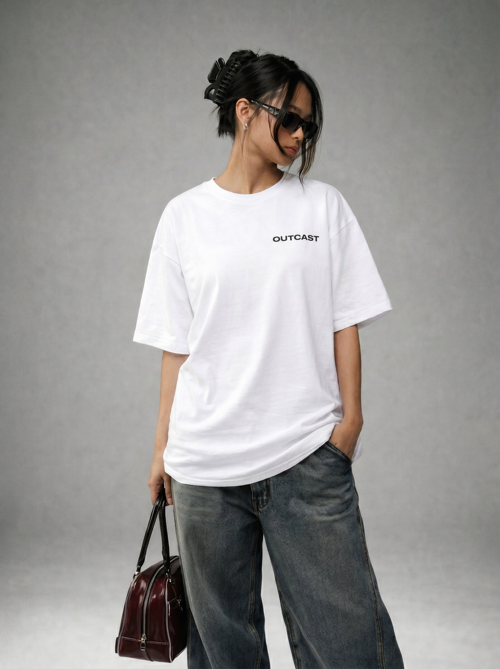 Outcast Fluid Identity Oversized Tee – view 4 | OutCastClub chrome graphic t shirt India