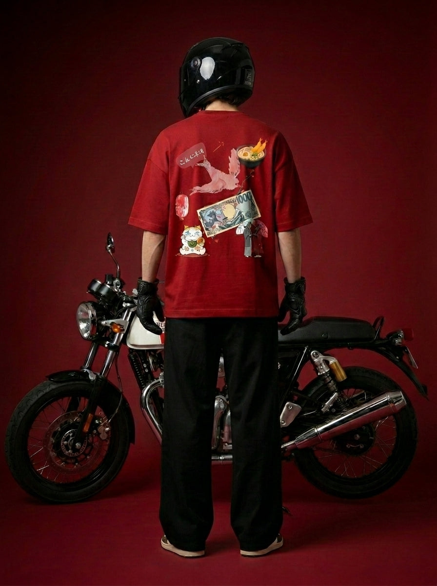 Outcast "Tokyo" Oversized Tee – male model wearing | OutCastClub collage graphic tee India