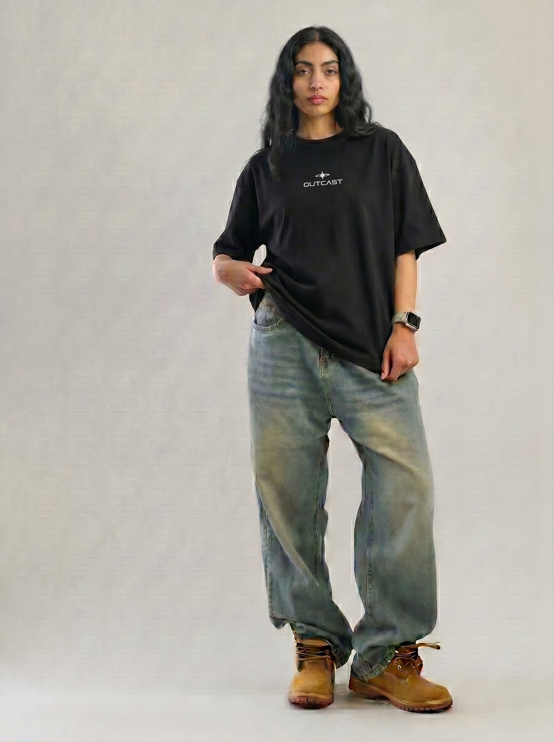 Outcast Essential Oversized T-Shirt – alternate view | OutCastClub oversized t shirt India