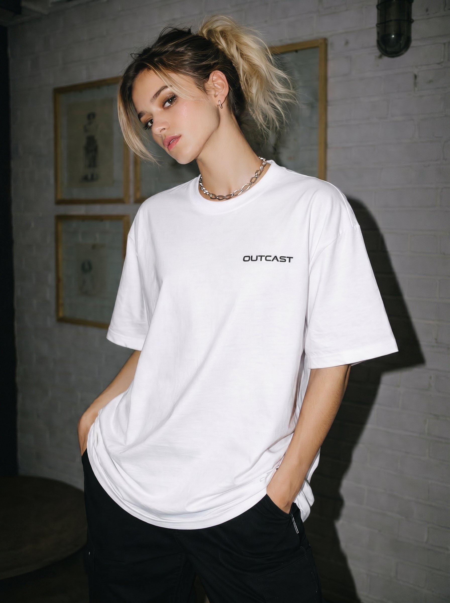 Outcast Fluid Identity Oversized Tee – view 6 | OutCastClub chrome graphic t shirt India