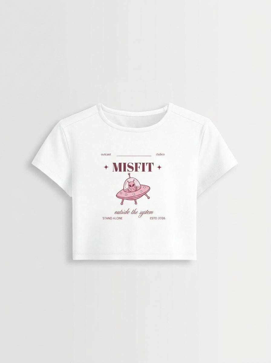 Outcast Misfit Baby Tee – lifestyle shot | OutCastClub graphic baby tee India
