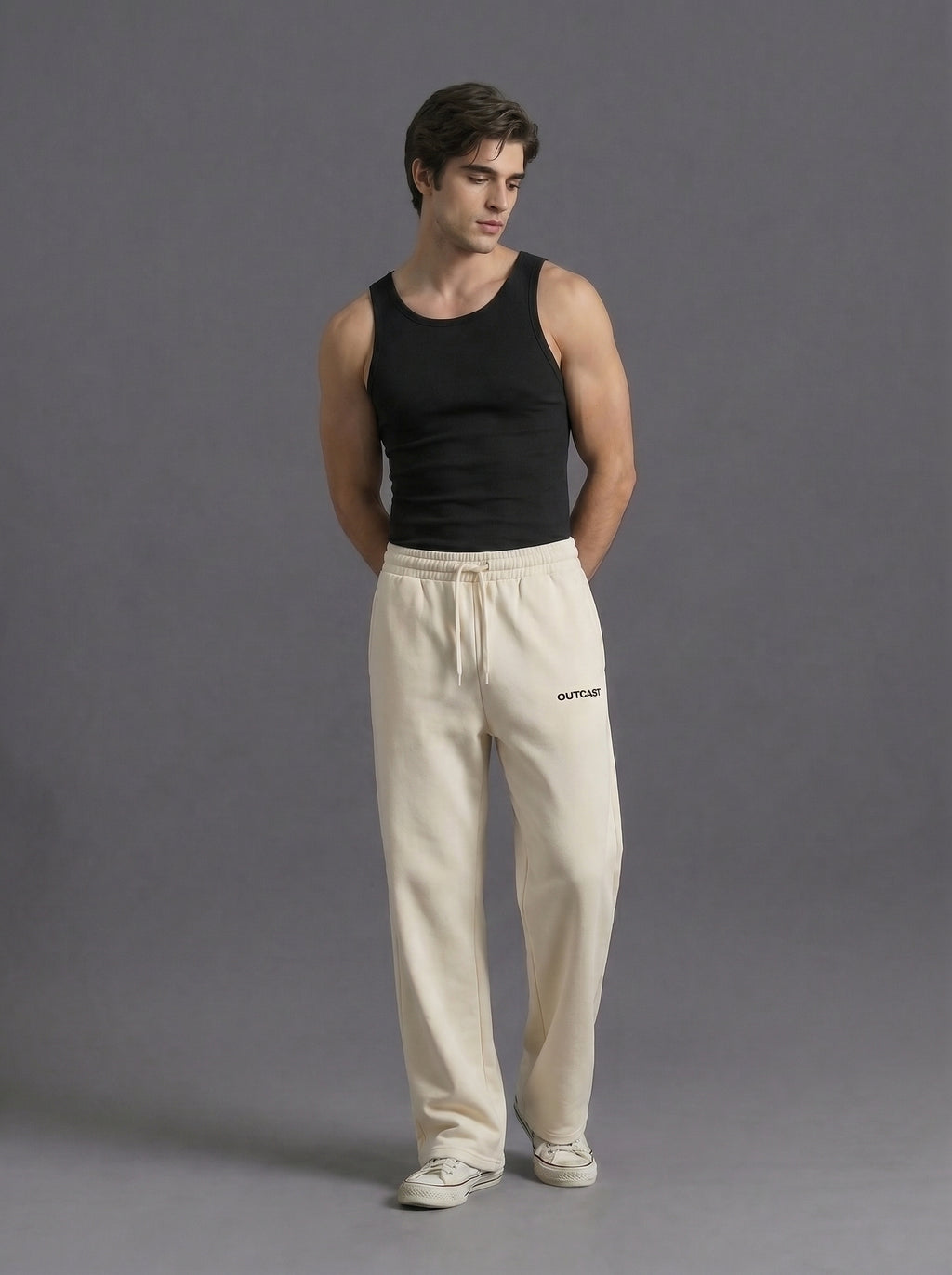 Essential Flow Sweatpants – lifestyle shot | OutCastClub oversized sweatpants India